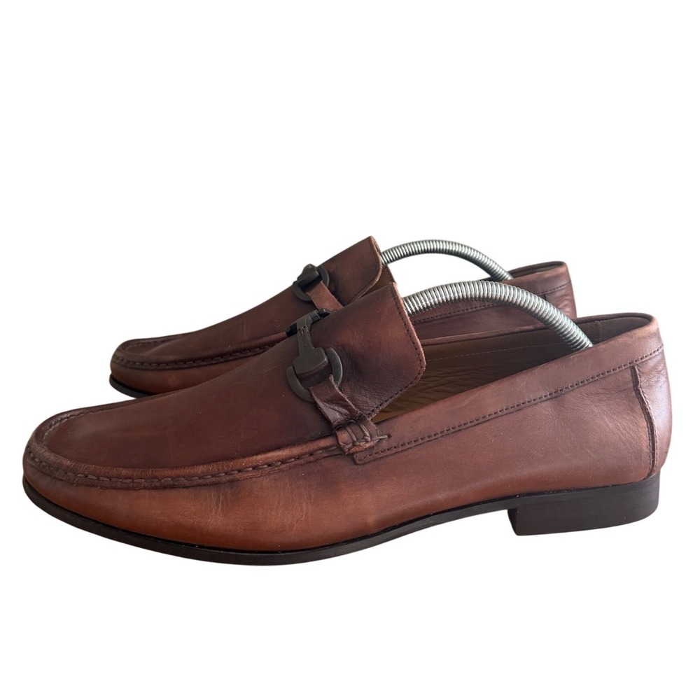 Bruno Magli Raging Bit Loafers Mens 10 Brown Leather Italian Slip On Dress Shoes